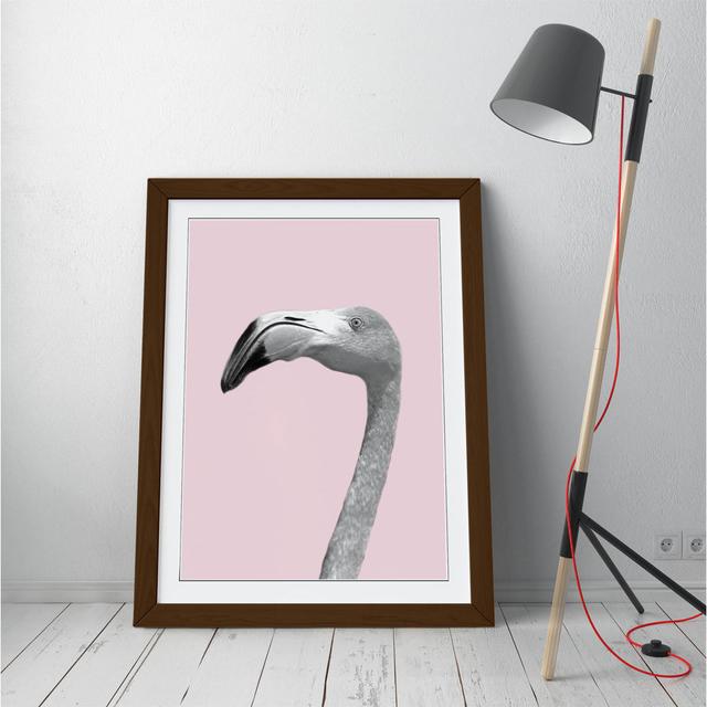 Flamingo Black And White Yellow Pink Spirit Framed Wall Art Picture Print - A1 - Walnut Frame 17 Stories Frame Colour: White, Size: 64cm H x 47cm W x on Productcaster.