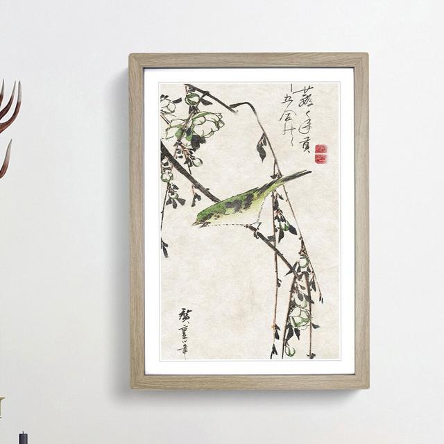 Warbler on Plum Tree Branch by Utagawa Hiroshige - Picture Frame Painting Print East Urban Home Frame Option: Oak Framed, Size: 36cm H x 27cm W x 2cm on Productcaster.