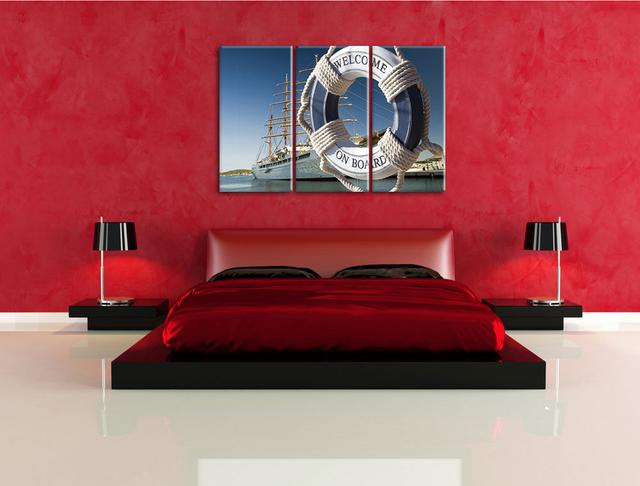 3-tlg. Leinwandbilder-Set Rettungsring vor Schiff , Fotodruck Pixxprint on Productcaster.