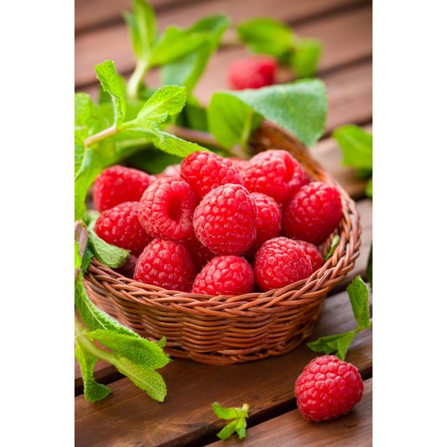 Raspberries In Small Basket by Sarsmis - Wrapped Canvas Print Ebern Designs Size: 76cm H x 51cm W x 3.8cm D on Productcaster.