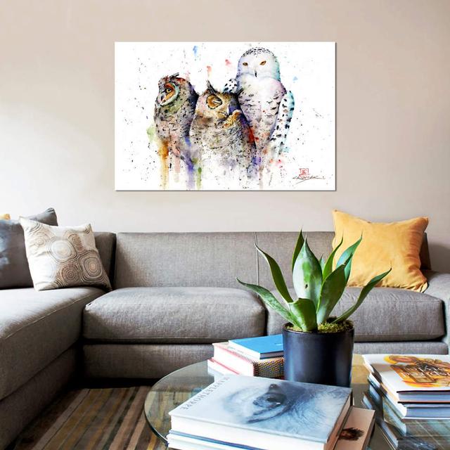 Owls Don't Sleep by Dean Crouser - Wrapped Canvas Painting East Urban Home Size: 45.72cm H x 66.04cm W x 1.91cm D on Productcaster.