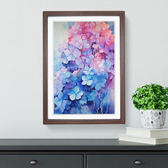 Hydrangea Abstract - Single Picture Frame Print on Wood Marlow Home Co. Size: 46cm H x 34cm W x 2cm D, Frame Colour: Walnut on Productcaster.