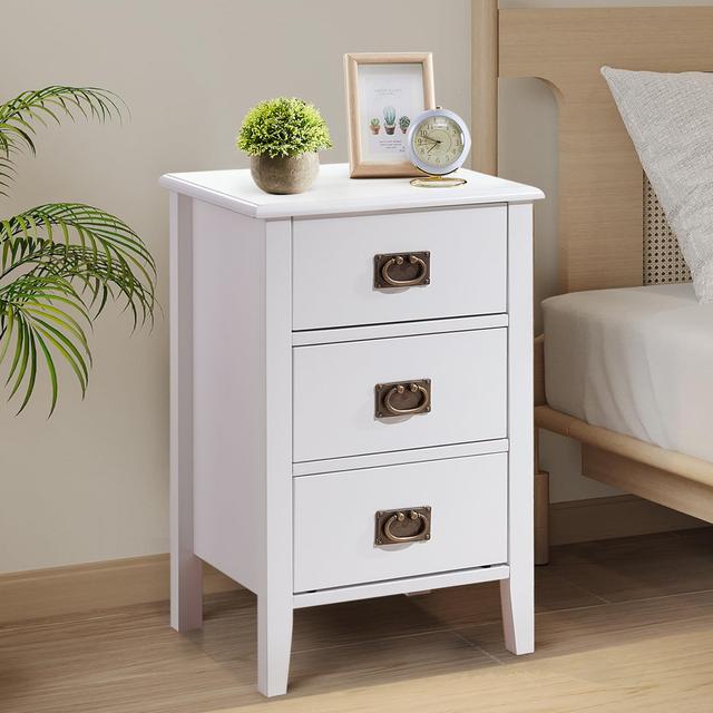 Alaeyah Modern Versatile Nightstand With Drawer Storage For Bedroom Bedside Table For Small Space Marlow Home Co. Colour: White on Productcaster.