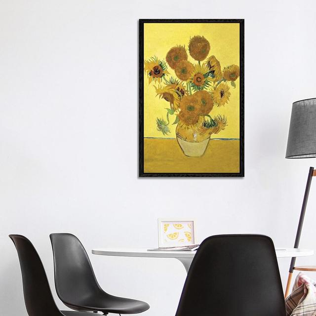 Sunflowers (Fourth Version), 1888 by Vincent Van Gogh - Graphic Art Print on Canvas Marlow Home Co. Format: Black Framed Canvas, Size: 101.6cm H x 66. on Productcaster.