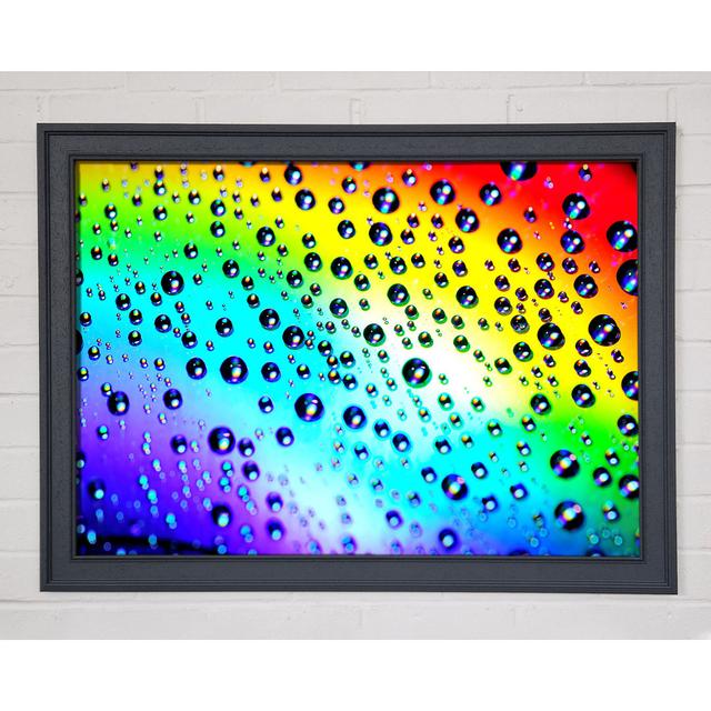 Rainbow Raindrops Framed Print Ivy Bronx Format: Gunmetal Framed Paper, Size: 21cm H x 29.7cm W x 1.5cm D on Productcaster.