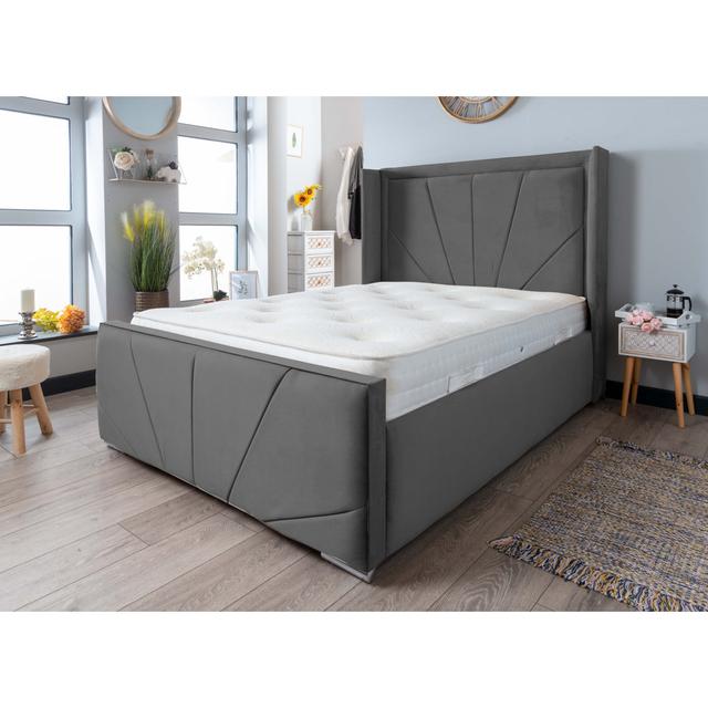 Alejandria Upholstered Ottoman Bed With Mattress Canora Grey Colour: Steel, Size: Super King (6') on Productcaster.