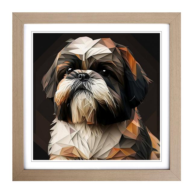 Shih Tzu Polygon - Print 17 Stories Frame Colour: Oak on Productcaster.