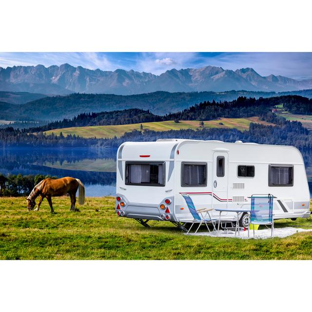 Camper Trailer By The Czorsztyn Lake And Tatra Mountains by Ewg3D - No Frame Print on Canvas Alpen Home Size: 20cm H x 30cm W on Productcaster.