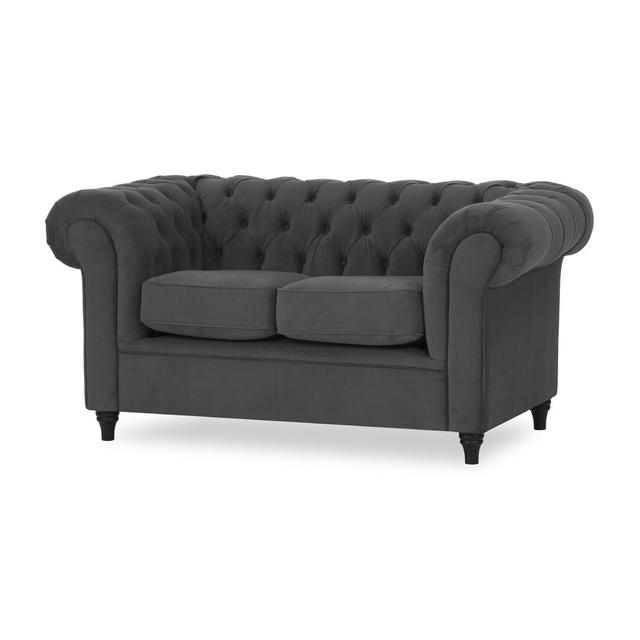 Burks 2 Seater Velvet Made to Order Loveseat Etta Avenue Upholstery Colour: Dark Grey on Productcaster.