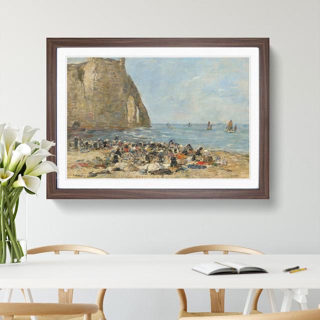 Washerwomen on the Beach of Etretat by Eugene Boudin - Picture Frame Painting East Urban Home Frame Option: Walnut, Size: 27cm H x 36cm W x 2cm D on Productcaster.