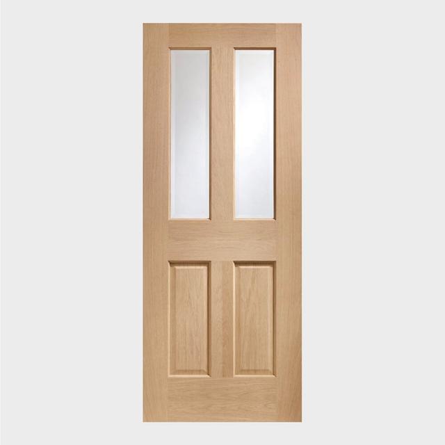 Internal Oak Pre-Finished Malton with Clear Bevelled Glass XL Joinery Door Size: 1981mm H x 762mm W x 35mm D on Productcaster.