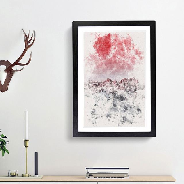 Cross In The Mountains Watercolour - Picture Frame Graphic Art East Urban Home Size: 45cm H x 33cm W x 2cm D, Frame Option: Black Framed on Productcaster.