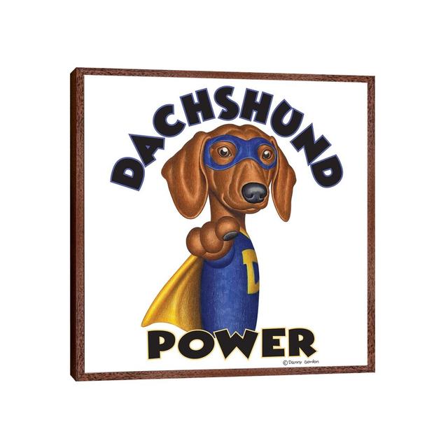 Dachshund Power Super Hero 1PC6 Happy Larry Format: Wood Framed, Size: 26" H x 26" W on Productcaster.