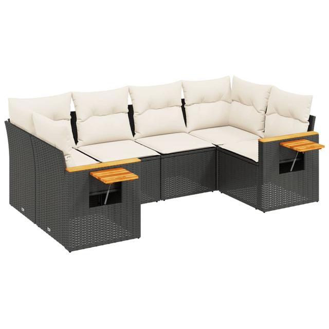 Vidaxl 6-Tlg. Garten-Sofagarnitur Mit Kissen Schwarz Poly Rattan 17 Stories on Productcaster.