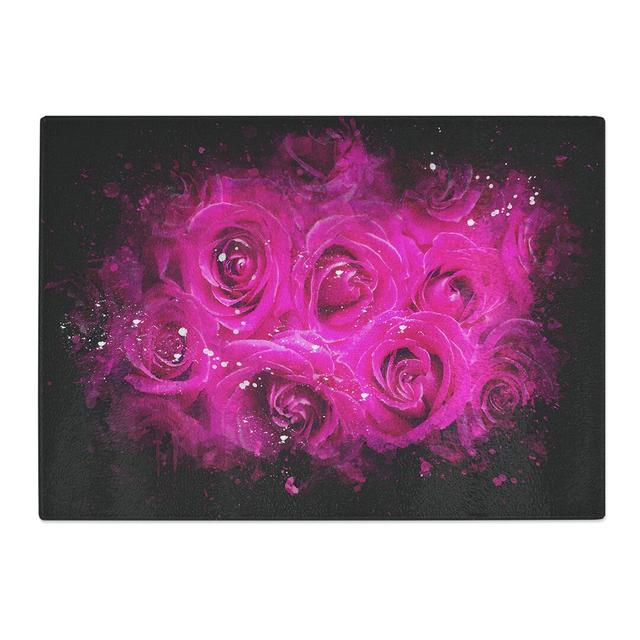 Tempered Glass Wall of Bright Roses Paint Splash Chopping Board East Urban Home Size: 20 cm x 28.5 cm on Productcaster.