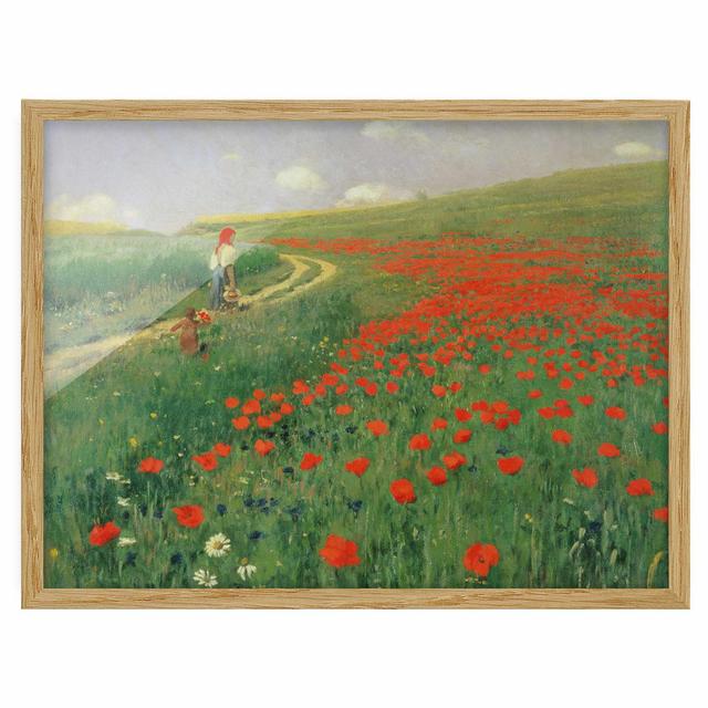 Summer Landscape with Poppies in Bloom by Pál Szinyei-Merse - Picture Frame Painting Rosalind Wheeler Frame Option: Brown Framed on Productcaster.