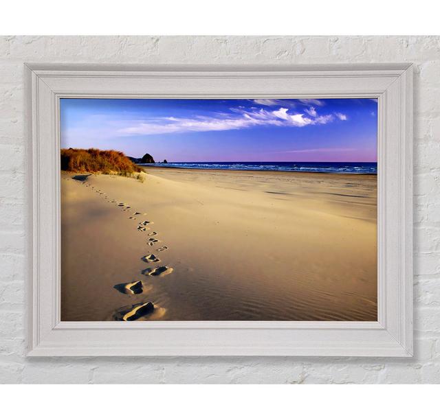 Footprints Of Time Framed Print Highland Dunes Format: Natural Framed Paper, Size: 59.7cm H x 84.1cm W x 1.5cm D on Productcaster.