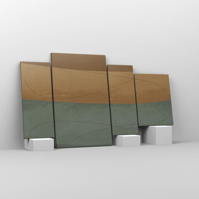 Abstraction Gold Green - 4 Piece Wrapped Canvas Graphic Art Ivy Bronx Size: 70cm H x 120cm W x 1.8cm D on Productcaster.