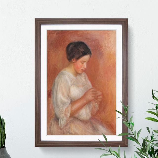 Woman Sewing by Pierre-Auguste Renoir - Picture Frame Painting East Urban Home Frame Option: Walnut, Size: 90cm H x 65cm W x 2cm D on Productcaster.