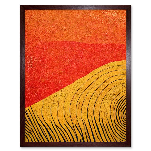 Abstract Hilltop Sunset Walkabout - Print Wee Blue Coo Size: 43cm H x 33cm W x 2cm D, Format: Brown Framed Paper on Productcaster.