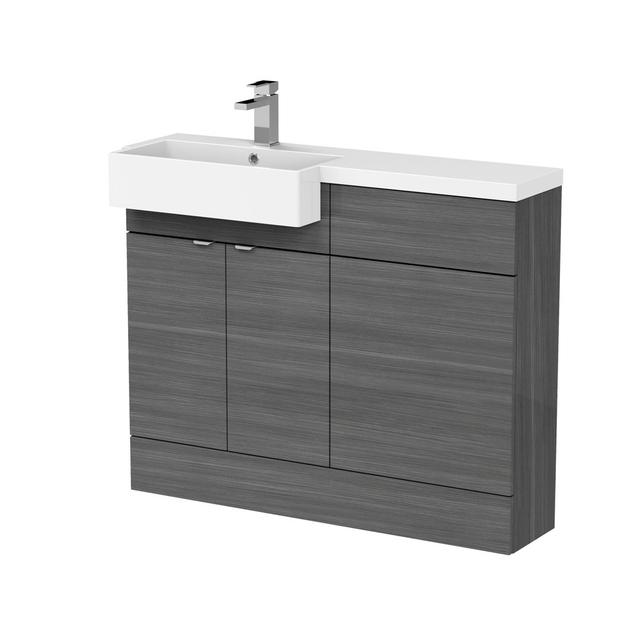 Fusion 1100mm Combined Vanity Unit Hudson Reed Vanity Unit Colour: Anthracite Woodgrain on Productcaster.