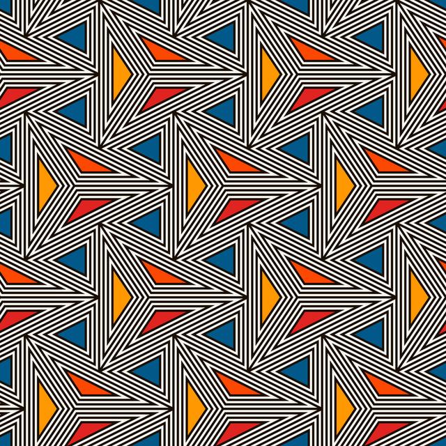 Trinway Contemporary Geometric Pattern by Funkyplayer - Print Metro Lane Size: 122cm H x 122cm W x 3.8cm D on Productcaster.