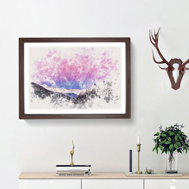 Purple Sky over the Mountains - Picture Frame Graphic Art Print East Urban Home Size: 33cm H x 45cm W x 2cm D, Frame Option: Walnut Framed on Productcaster.