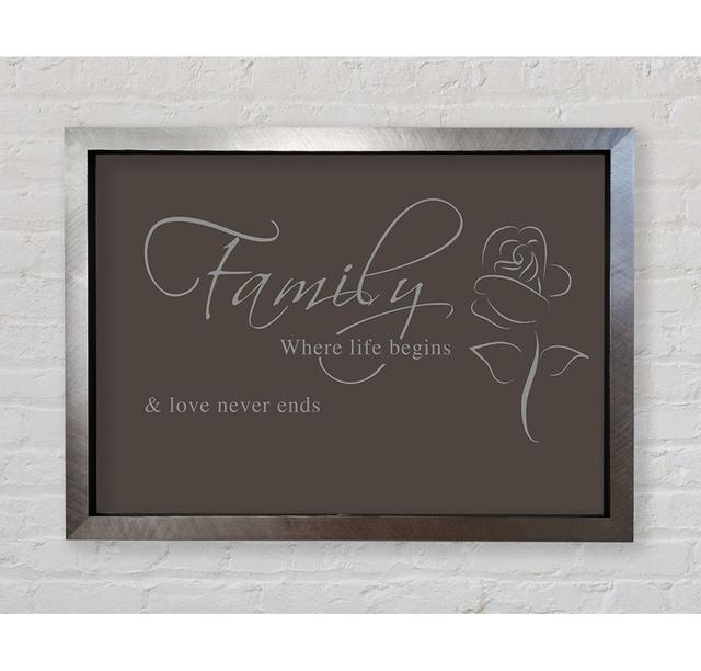 Family Quote Family Where Life Begins 1 - Single Picture Frame Art Prints Happy Larry Format: Silver Framed Paper, Size: 59.7cm H x 84.1cm W x 3.4cm on Productcaster.