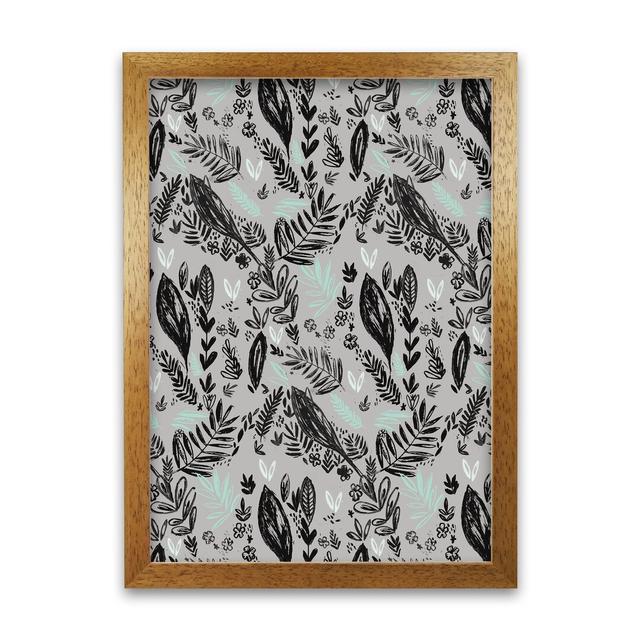 'Inky Jungle Pattern' by Laura Irwin - Graphic Art Print on Paper 17 Stories Frame Option: Oak Framed, Size: 29.7cm H x 21cm W x 3cm D on Productcaster.