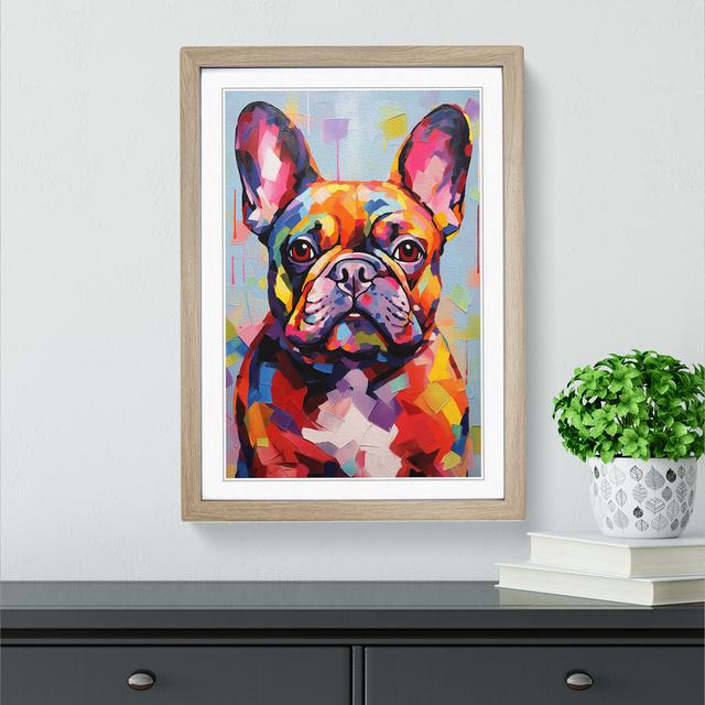 French Bulldog Contemporary - Single Picture Frame Print on Wood Marlow Home Co. Format: Oak, Size: 34cm H x 25cm W x 2cm D on Productcaster.