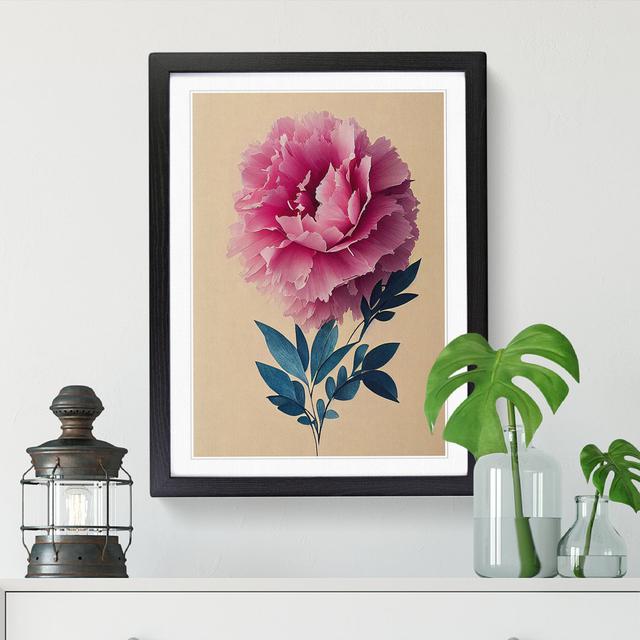 Peony Flower Torn Paper - Print Marlow Home Co. Size: 64cm H x 46cm W x 2cm D, Frame Option: Oak on Productcaster.