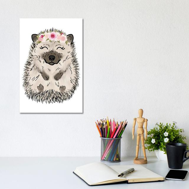 Floral Crown Hedgehog by Katie Bryant - Wrapped Canvas Graphic Art Latitude Vive Size: 30.48cm H x 20.32cm W x 1.905cm D on Productcaster.