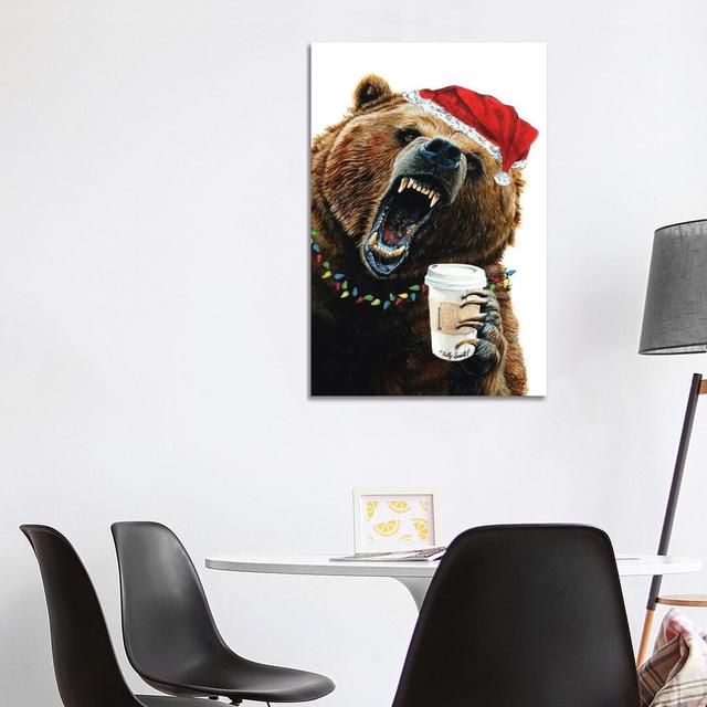 Grizzly Mornings Christmas by Holly Simental - Wrapped Canvas Painting Happy Larry Size: 101.6cm H x 66.04cm W x 3.81cm D on Productcaster.