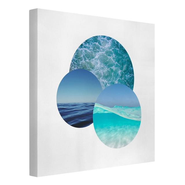 Oceans in a Circle by Juan Pablo Fonrodona - Wrapped Canvas Graphic Art Highland Dunes Size: 60cm H x 60cm W on Productcaster.