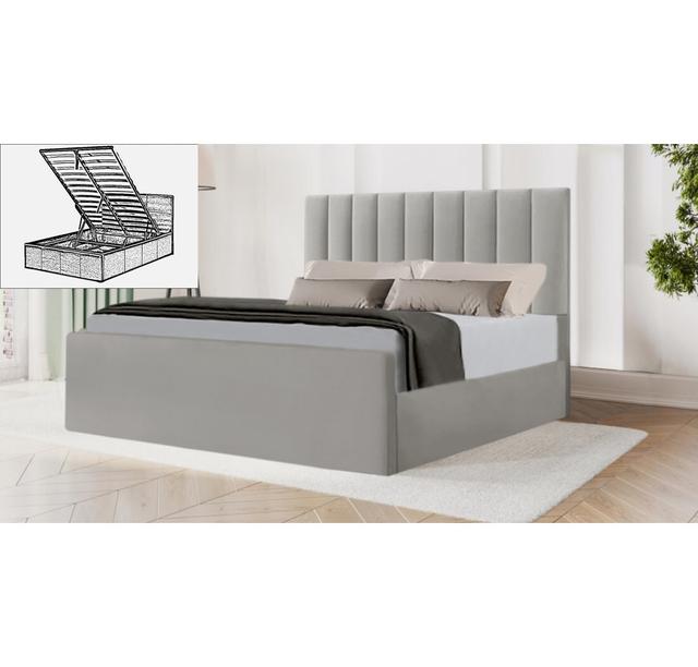 Hampton Storage Bed Brayden Studio Colour: Silver, Size: Kingsize (5') on Productcaster.