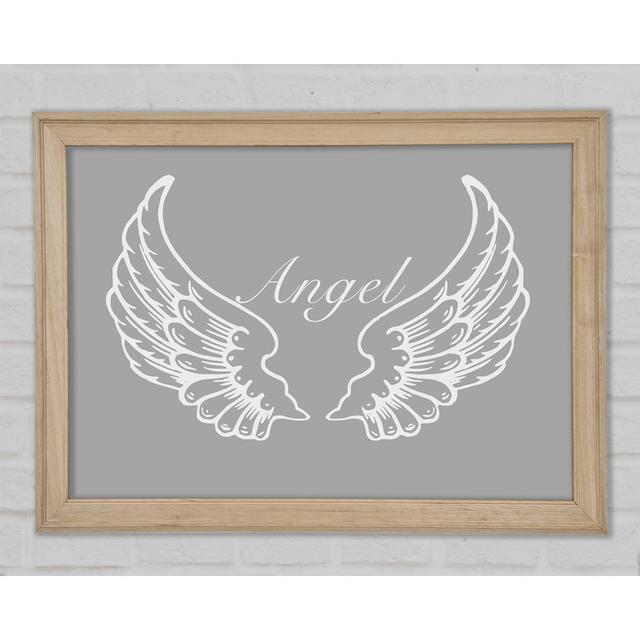 Angel Wings Grey White Framed Print Happy Larry Size: 59.7cm H x 84.1cm W x 1.5cm D on Productcaster.