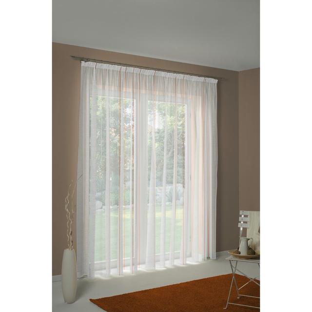 Canadice Pencil Pleat Semi Sheer Curtain Ebern Designs Colour: Green/White, Panel Size: 750 W x 245 D cm on Productcaster.