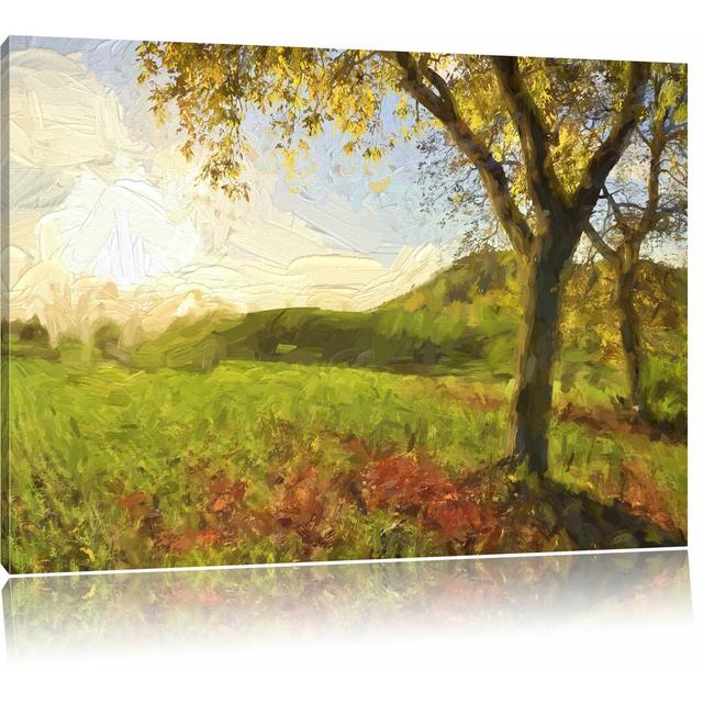 Leinwandbild "Landschaft im Herbst", Grafikdruck East Urban Home Größe: 70 cm H x 100 cm B on Productcaster.