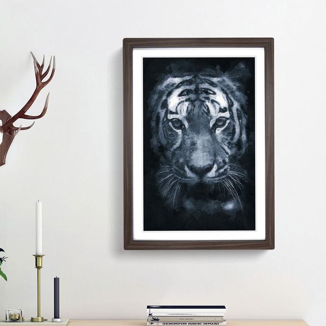 Tiger Portrait in Abstract - Picture Frame Painting Print on MDF East Urban Home Size: 48cm H x 36cm W x 2cm D, Frame Option: Walnut Framed on Productcaster.