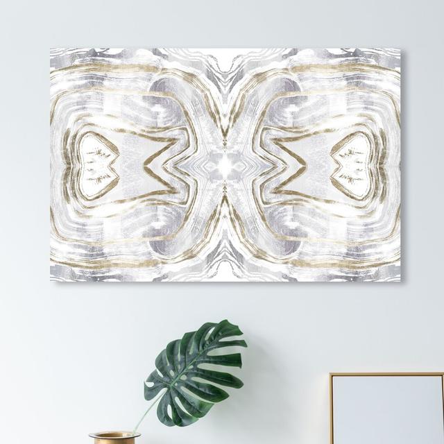 'Love in Stone Gold and White' Graphic Art on Wrapped Canvas East Urban Home Size: 61 cm H x 91.4 cm W on Productcaster.