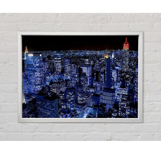 New York City Night Blues Red Top - Single Picture Frame Art Prints on Canvas Bright Star Size: 100cm H x 141.4cm W x 3.3cm D on Productcaster.