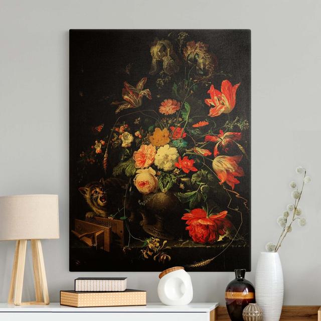 Gold - Abraham Mignon - The Overturned Bouquet Art Print on Canvas Rosalind Wheeler on Productcaster.