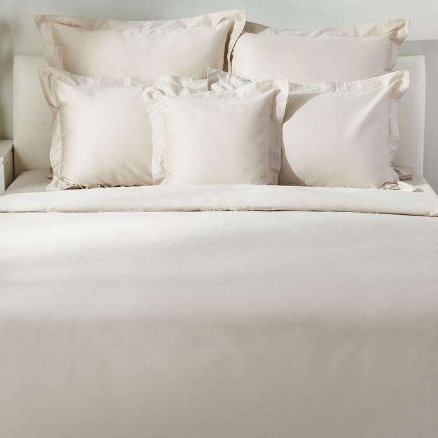 Cotton Solid Colour Duvet Cover Set with Pillowcases Deco Mex Co Srl Size: Double Duvet Cover + 6 Additional Pieces, Colour: Beige on Productcaster.