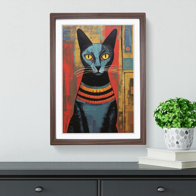 Egyptian Cat Contemporary No.3 - Single Picture Frame Print on Wood Marlow Home Co. Format: Walnut Framed, Size: 46cm H x 34cm W on Productcaster.