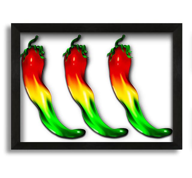 Chilli Trio Framed Print Ophelia & Co. Size: 30cm H x 42cm W x 10cm D on Productcaster.