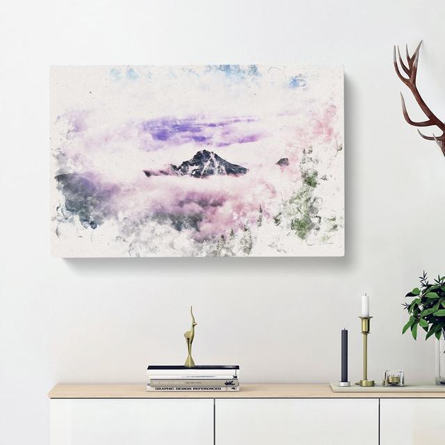 Mountain Peak in Alberta Canada Watercolour - Wrapped Canvas Graphic Art Print East Urban Home Size: 50cm H x 76cm W x 3cm D on Productcaster.