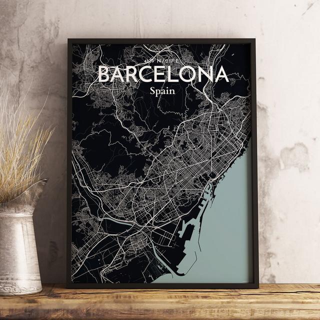 Barcelona City Map - Unframed Graphic Art Print on Paper East Urban Home Size: 70.8 cm H x 40.6 cm W x 0.1 cm D on Productcaster.