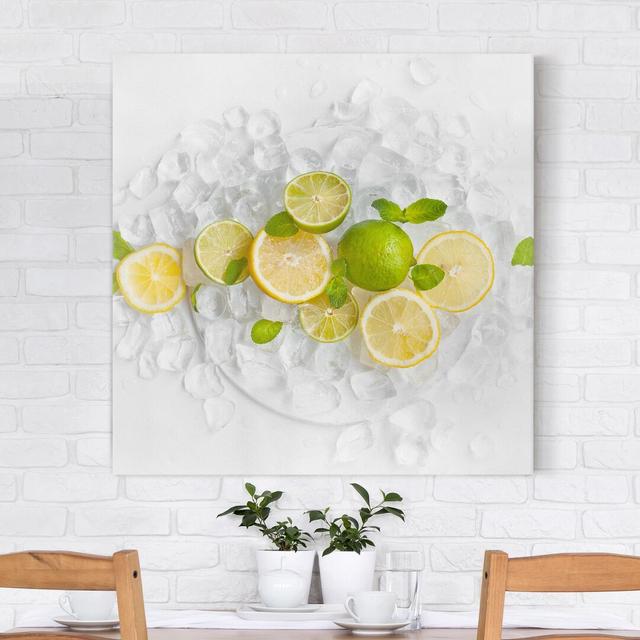 Citrus Fruit on Ice Cubes Graphic Art Print on Canvas East Urban Home Size: 70cm L x 70cm W on Productcaster.