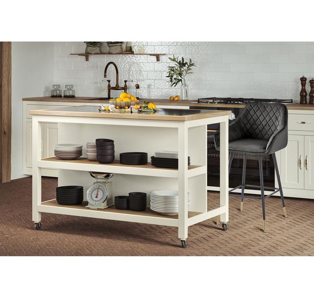 Mounia Granite Top Kitchen Island Ebern Designs Base Colour: Cream on Productcaster.