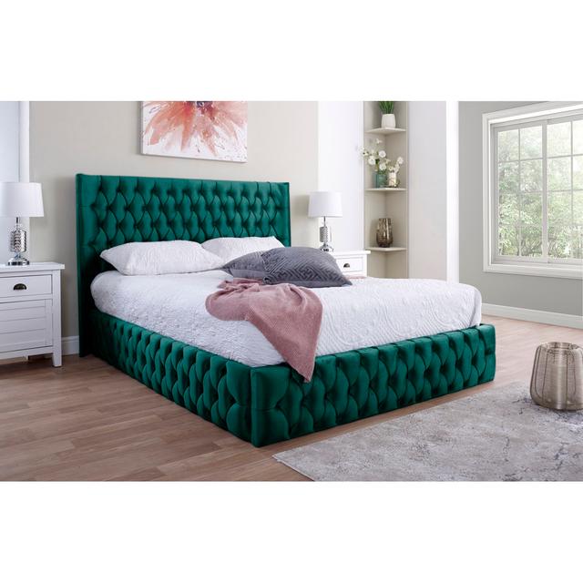 Antwanisha Upholstered Bed Frame Mercer41 Colour: Mallard, Size: Double (4'6) on Productcaster.